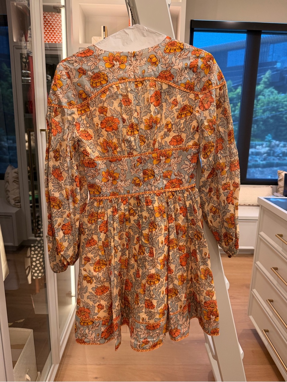 Zimmermann Floral Mini Dress in Light Blue and Burnt Orange - Picture 2 of 5